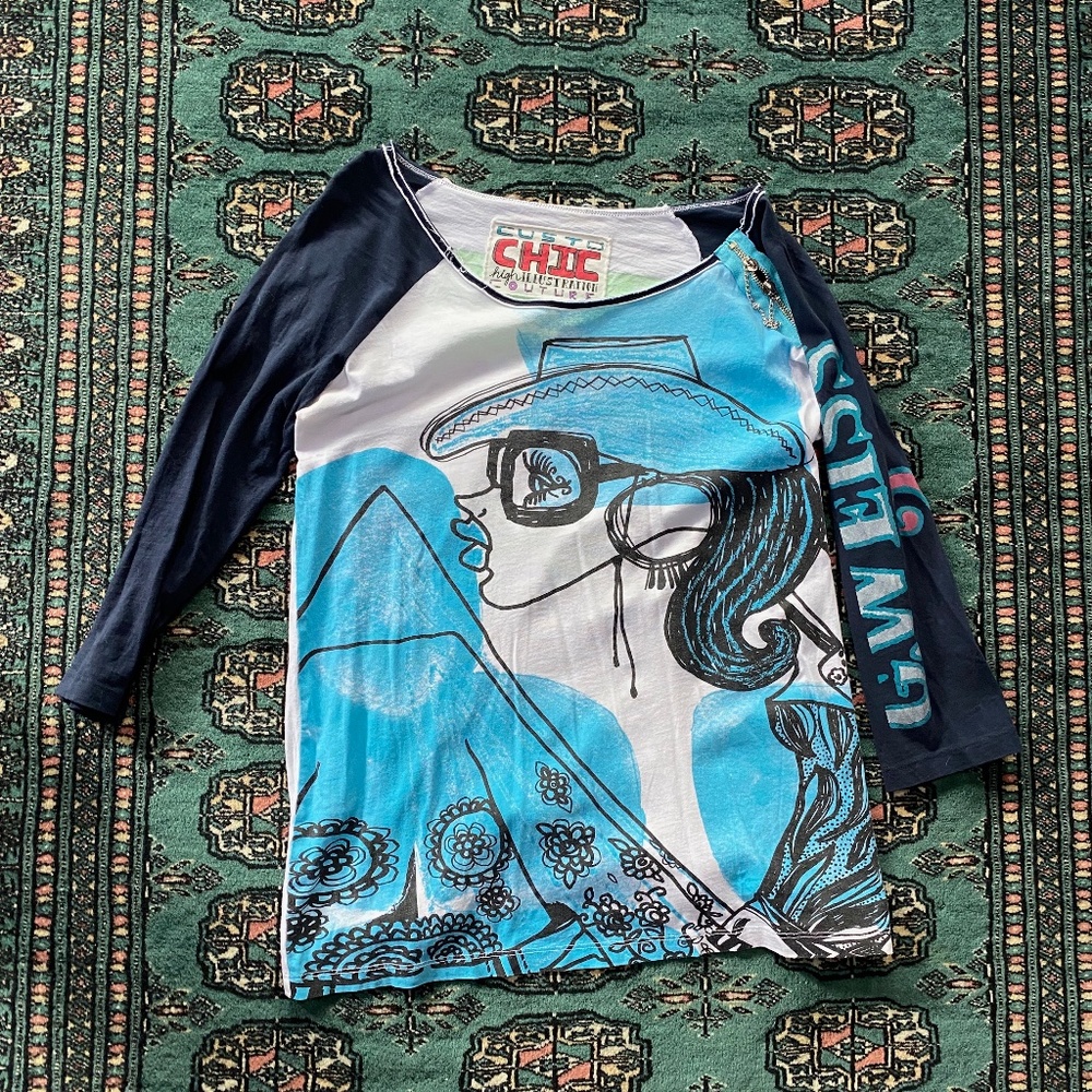Custo Chic High Illustration Couture Cowgirl shirt